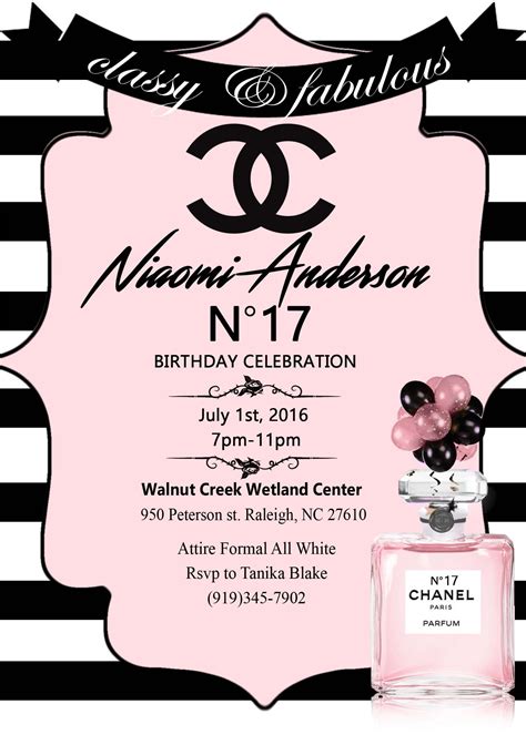 chanel themed party invitations|Chanel themed invitations.